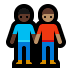 👨🏿‍🤝‍👨🏽 men holding hands: dark skin tone, medium skin tone display on Windows